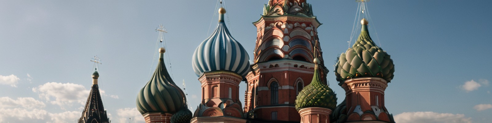 Широкоформатное изображение куполов собора Василия Блаженного